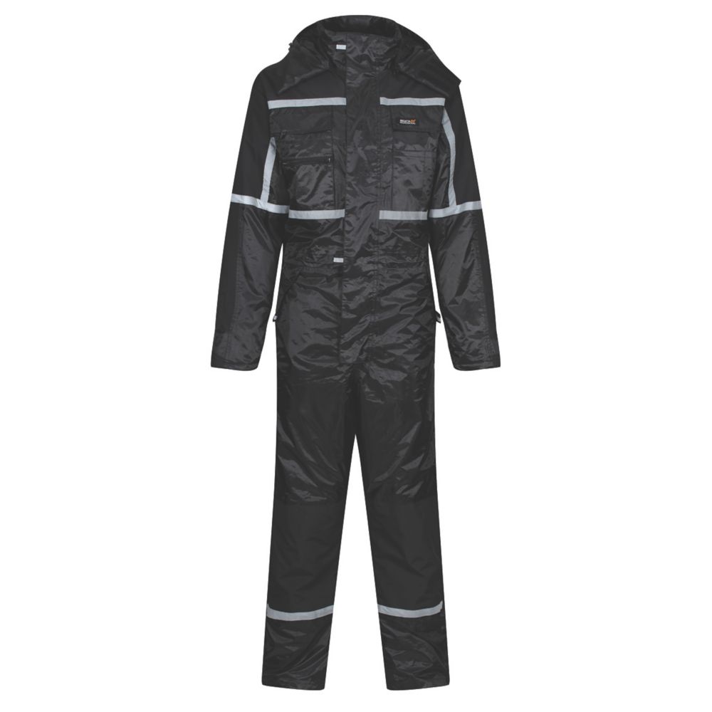 Image of Regatta Waterproof Insulated Coverall All-in-1s Black XXX Large 48" Chest 32" L 