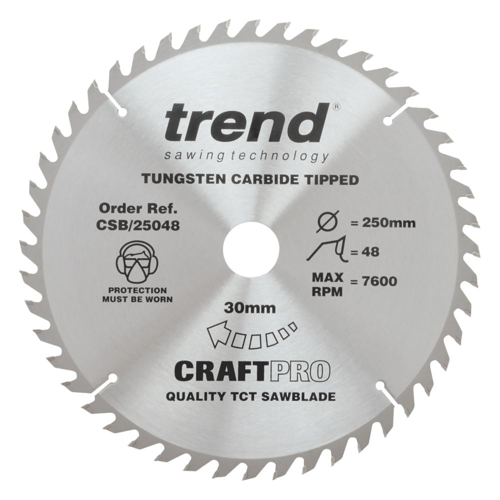 Image of Trend CraftPro CSB/25048 Wood Circular Saw Blade 250mm x 30mm 48T 