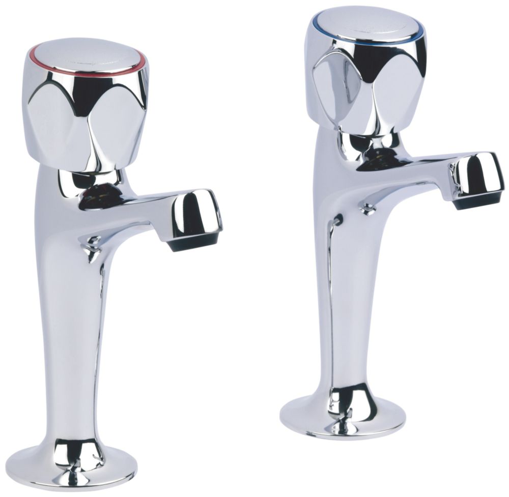 Image of Pillar High Neck Sink Taps Chrome 