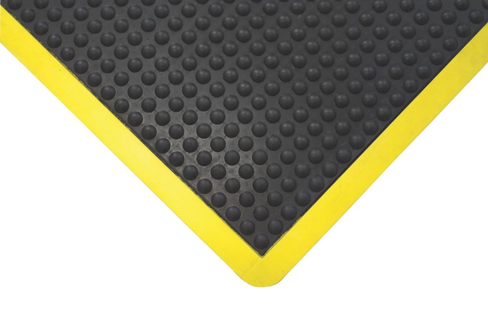 Image of COBA Europe Bubblemat Anti-Fatigue Floor Mat Black / Yellow 1.2m x 0.9m x 14mm 