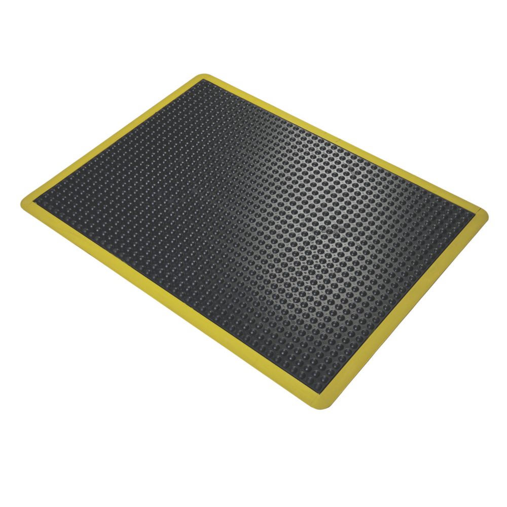 Image of COBA Europe Bubblemat Anti-Fatigue Floor Mat Black / Yellow 1.2m x 0.9m x 14mm 
