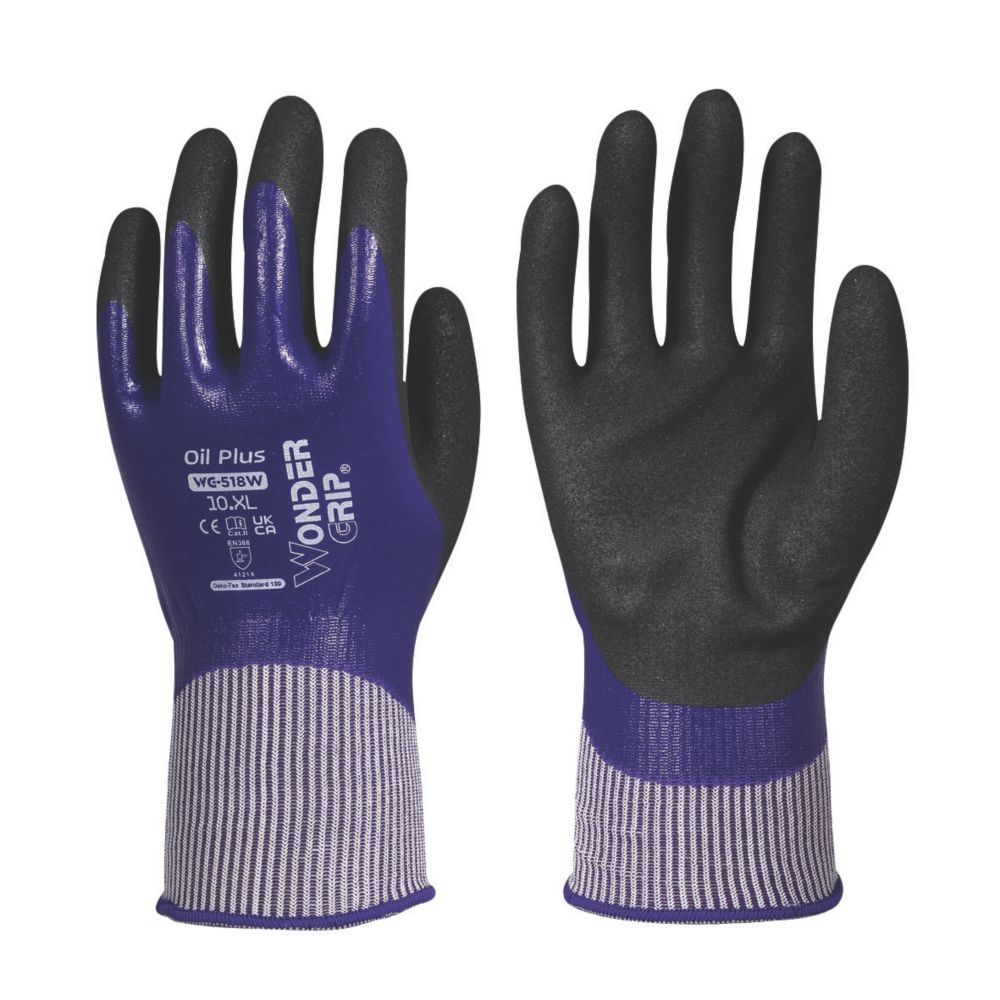 Image of Wonder Grip WG-518W Oil Plus Protective Work Gloves Purple / Black / White X Large 