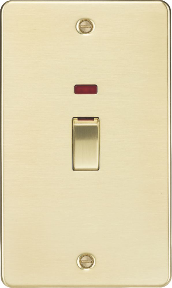 Image of Knightsbridge 45A 2-Gang DP Control Switch Brushed Brass with LED 