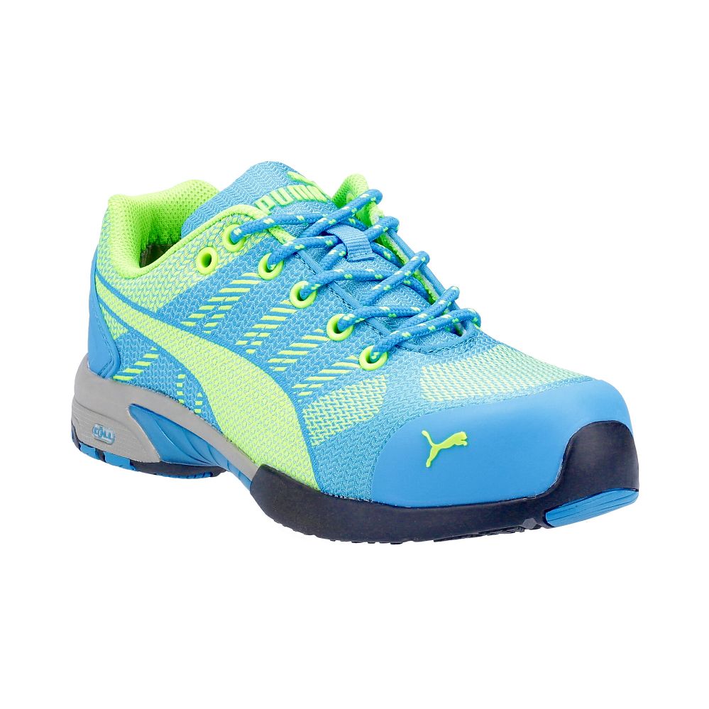 Image of Puma Celerity Knit Womens Safety Trainers Blue/Green Size 2.5 