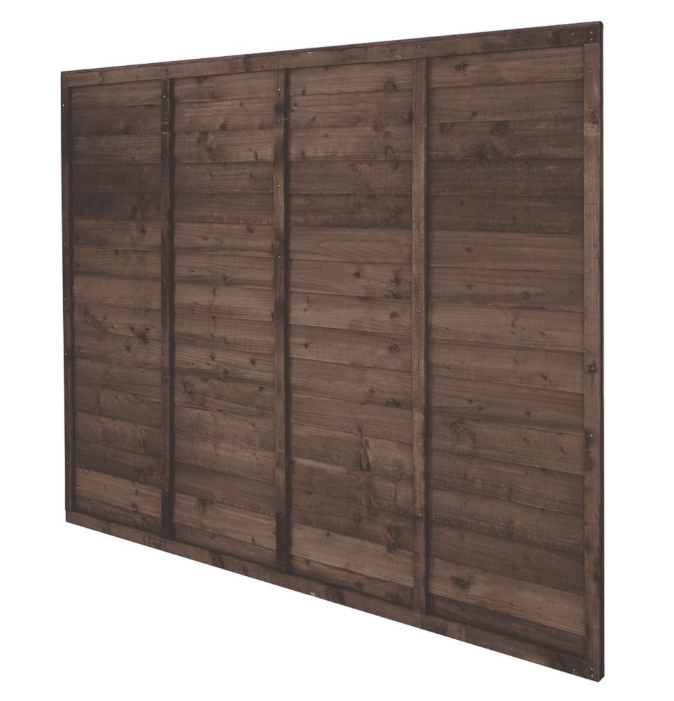 Image of Forest TP Super Lap Garden Fencing Panel Dark Brown 6' x 5' 6" Pack of 3 