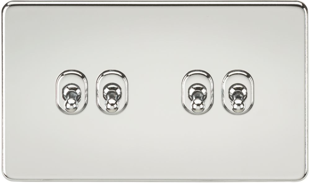 Image of Knightsbridge 10AX 4-Gang 2-Way Light Switch Polished Chrome 