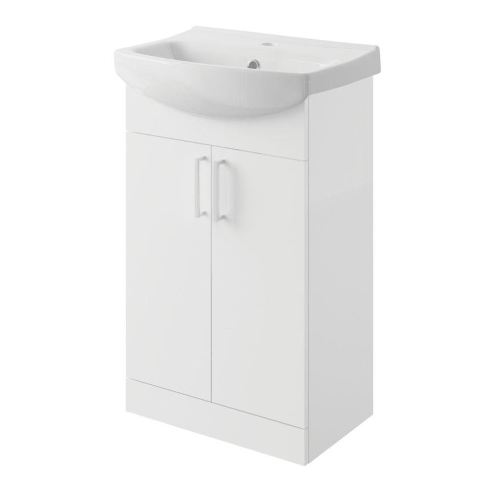 Image of Veleka Vanity Unit & Basin Set Gloss White 550mm x 400mm x 900mm 