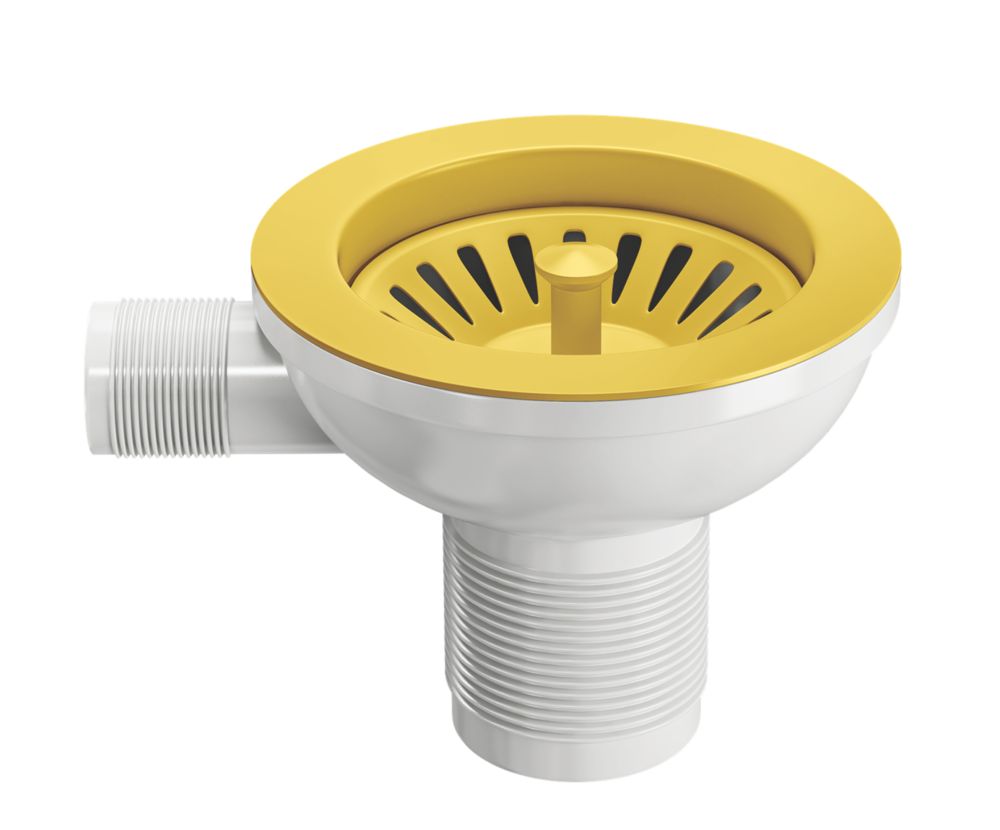 Image of ETAL Sink Strainer Waste with Overflow Yellow 90mm 
