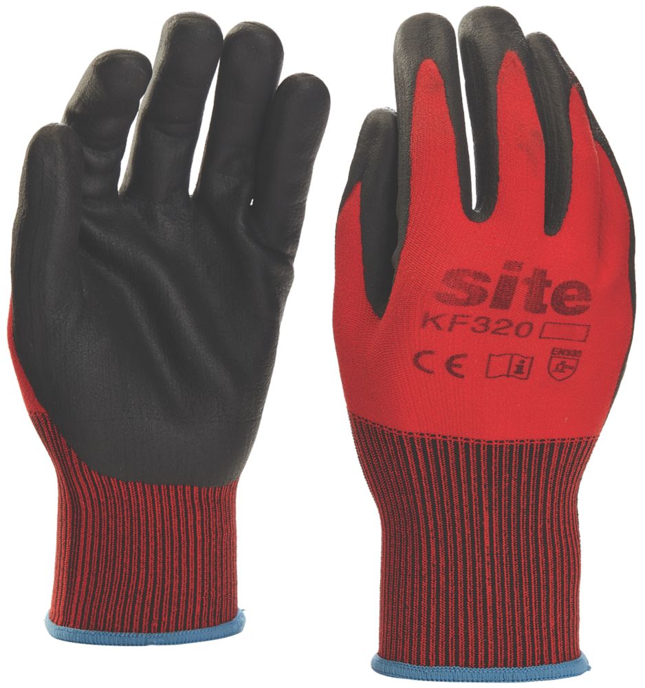 Image of Site 320 Nitrile Foam Coated Gloves Red / Black Medium 