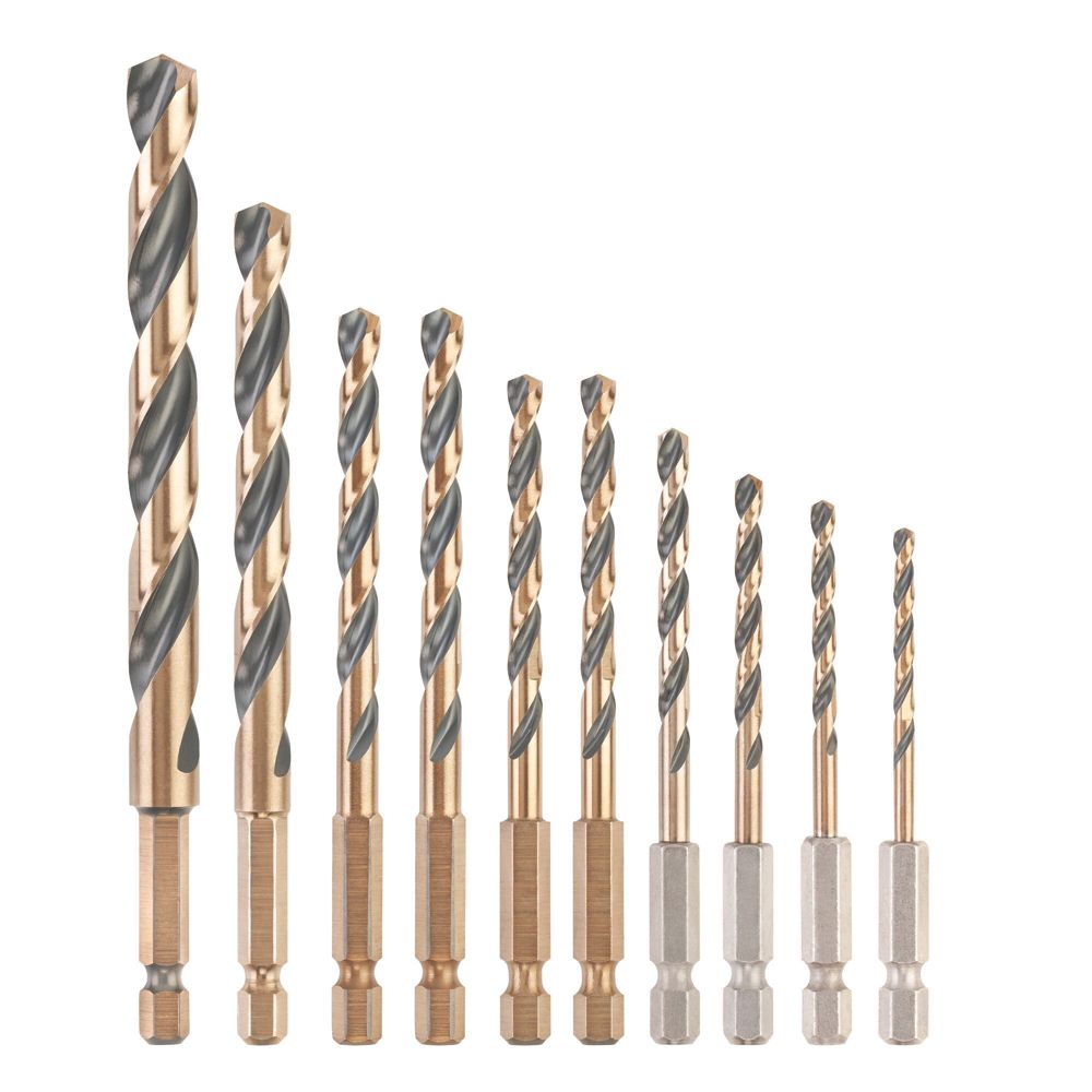 Image of DeWalt Black & Gold DT20620-QZ Hex Shank HSS Drill Bits 10 Pieces 