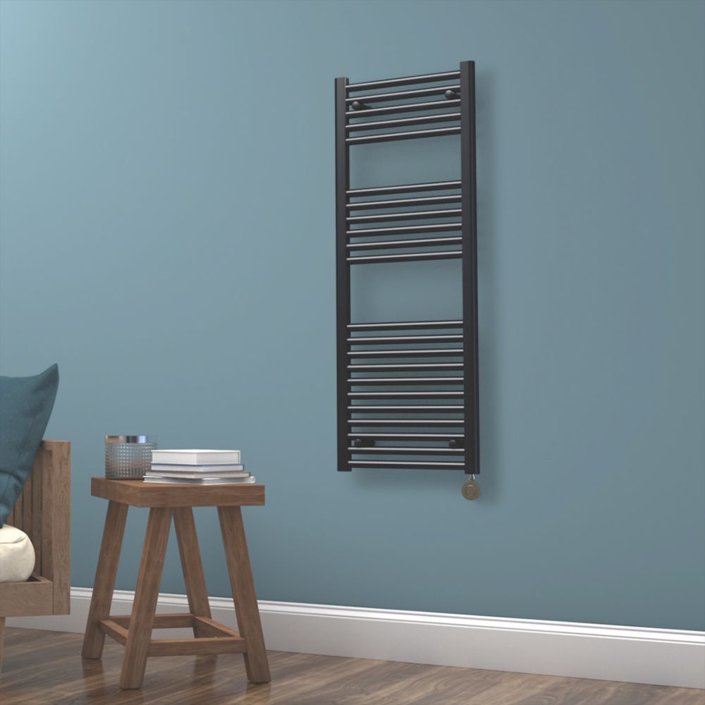 Image of Towelrads Richmond Thermostatic Electric Towel Radiator 1186mm x 450mm Black 1365BTU 