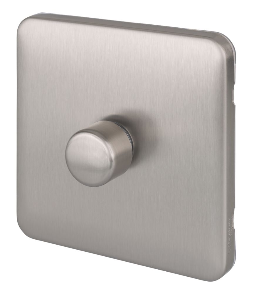 Image of Schneider Electric Lisse Deco 1-Gang 2-Way Dimmer Brushed Stainless Steel 