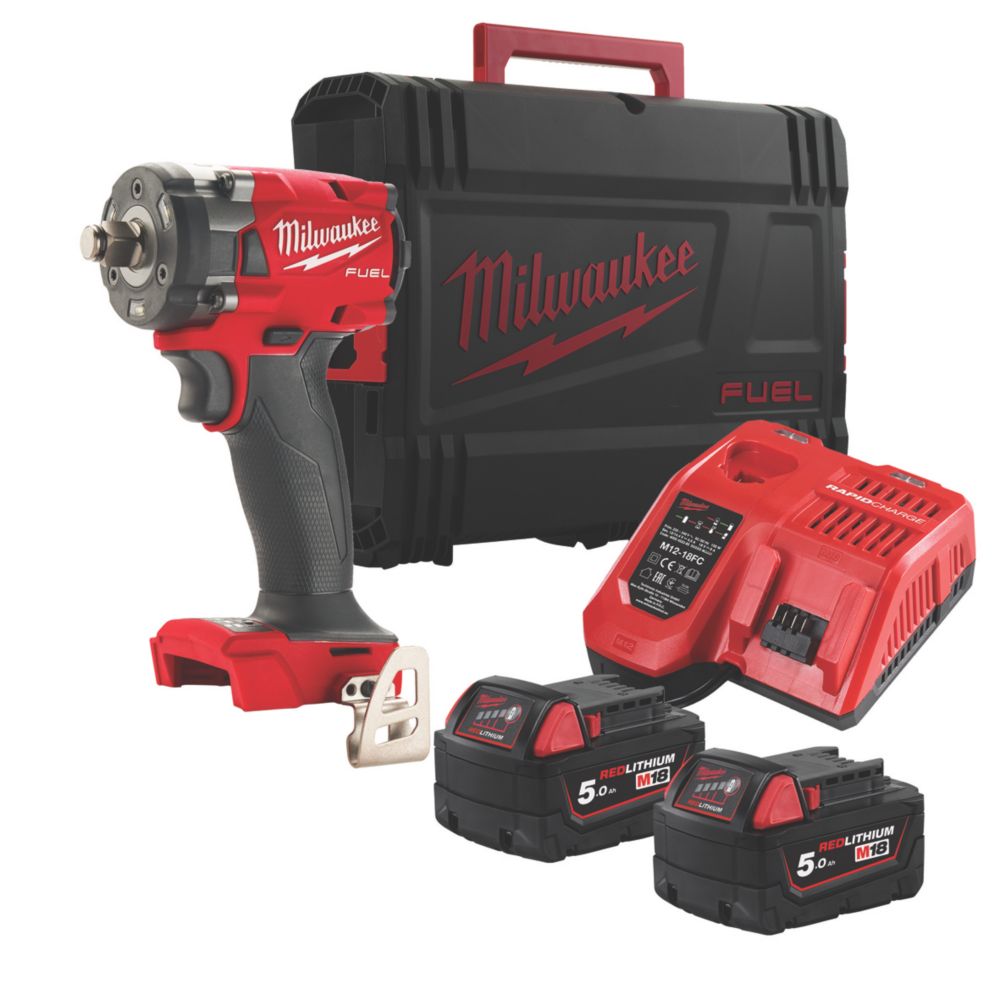 Image of Milwaukee M18 FIW2F38-502X FUEL 18V 2 x 5.0Ah Li-Ion RedLithium Brushless Cordless Impact Wrench 