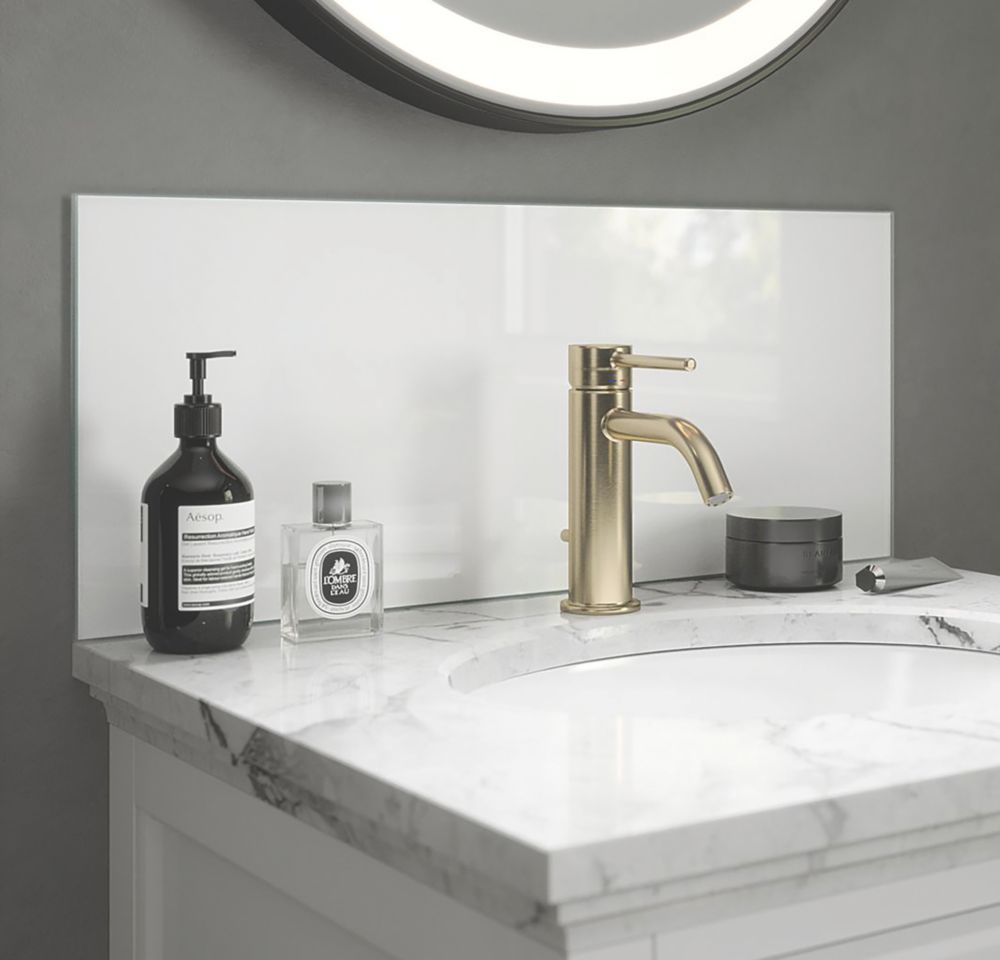 Image of Splashback Glass Bathroom Splashback Gloss Ice White 600mm x 250mm x 4mm 