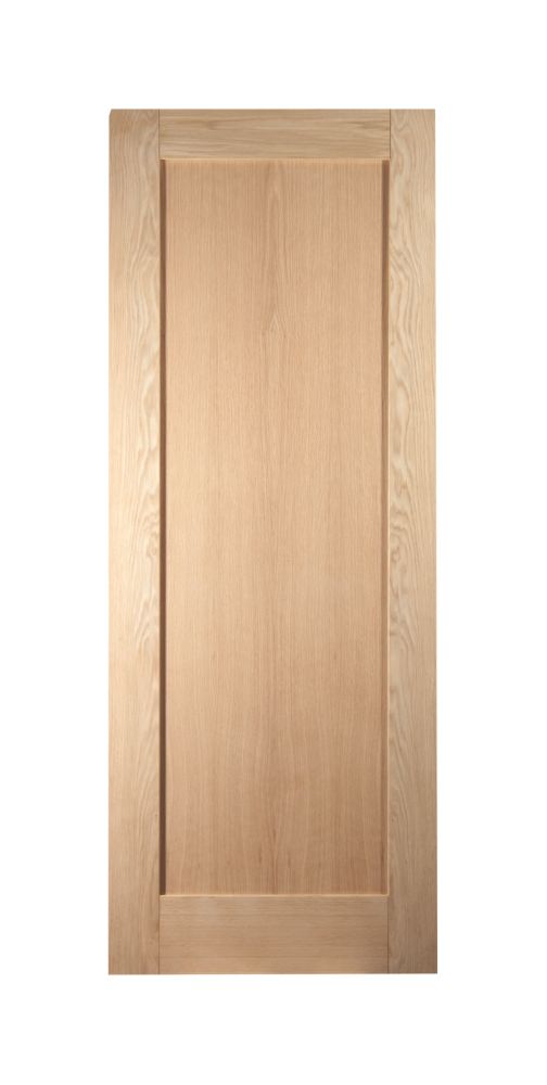 Image of Jeld-Wen Unfinished Oak Veneer Wooden 1-Panel Shaker Internal Door 1981mm x 610mm 