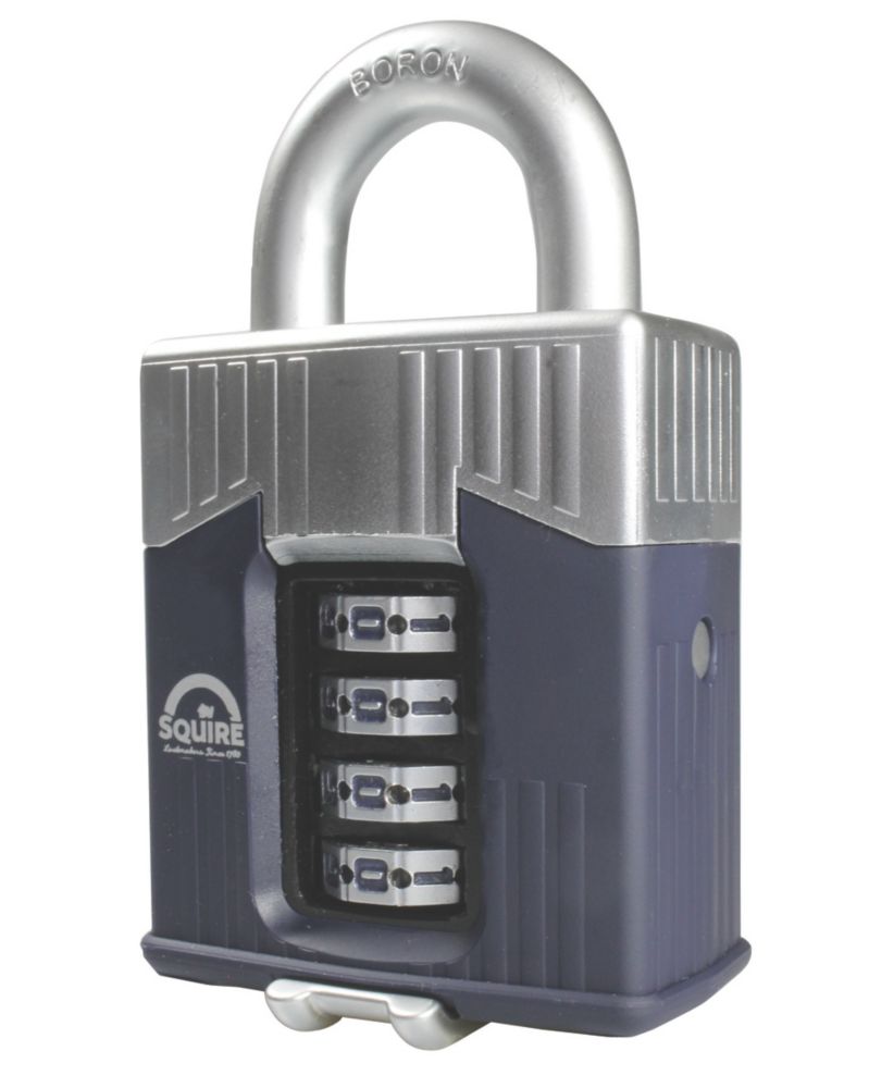 Image of Squire Warrior Armoured Steel Weatherproof Combination Padlock Blue / Chrome 55mm 