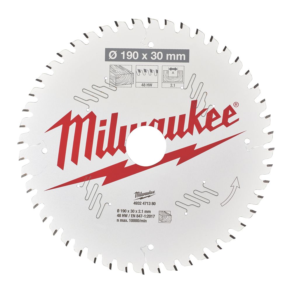 Image of Milwaukee Wood Circular Saw Blade 190mm x 30mm 48T 