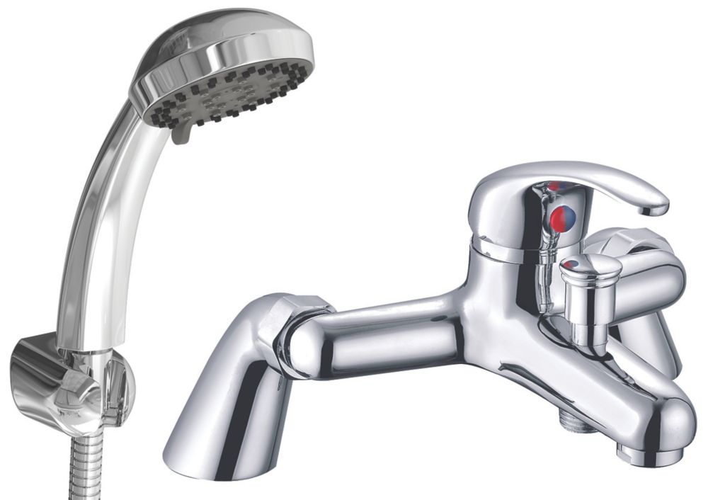 Image of ETAL Loop Deck-Mounted Bath Shower Mixer Tap Polished Chrome 