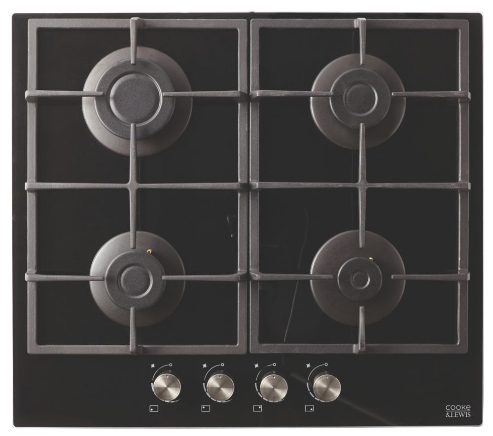 Image of Cooke & Lewis CLGOGUIT4 Glass Gas Hob Black 94mm x 593mm 