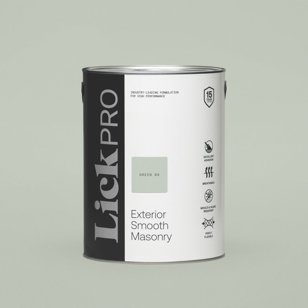 Image of LickPro Smooth Masonry Paint Green 09 5Ltr 