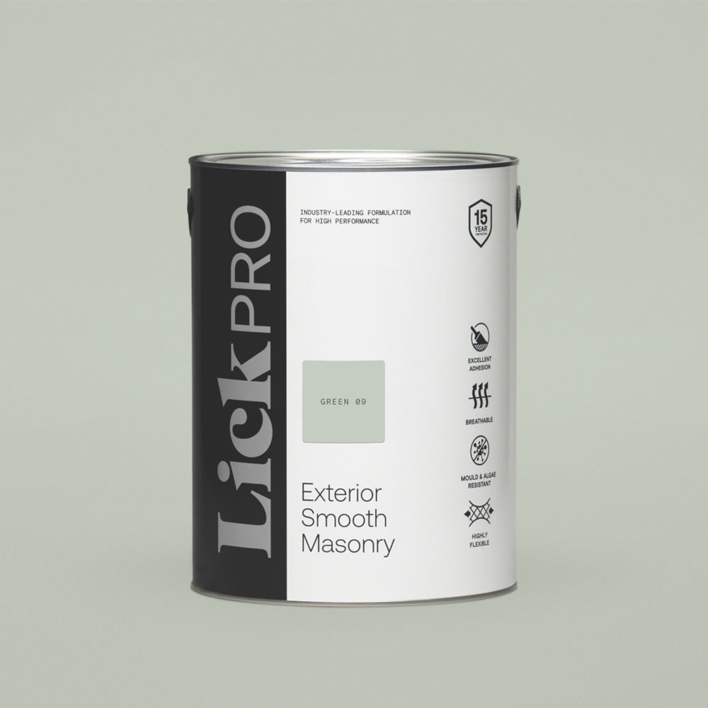 Image of LickPro Smooth Masonry Paint Green 09 5Ltr 