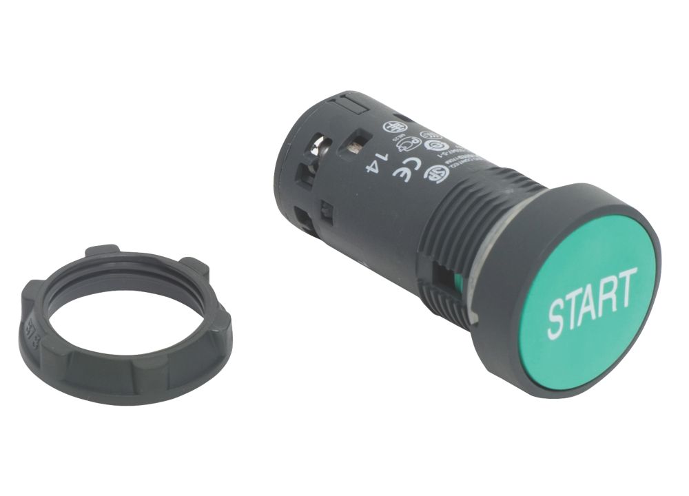 Image of Schneider Electric XB7NA3133 Green Flush Push-Button Spring Return NO 