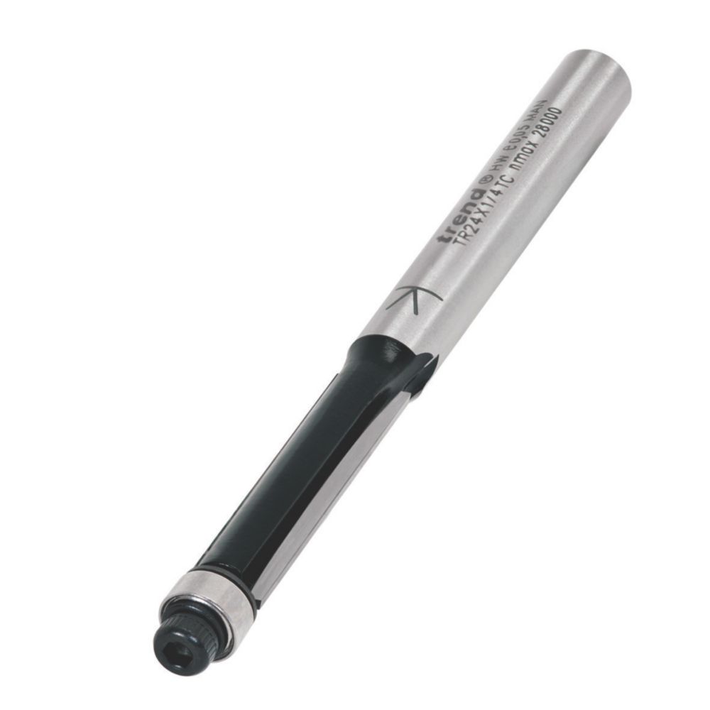 Image of Trend TR24X1/4TC 1/4" Shank Double-Flute Straight Guided Trimmer Cutter 6.3mm x 25.4mm 