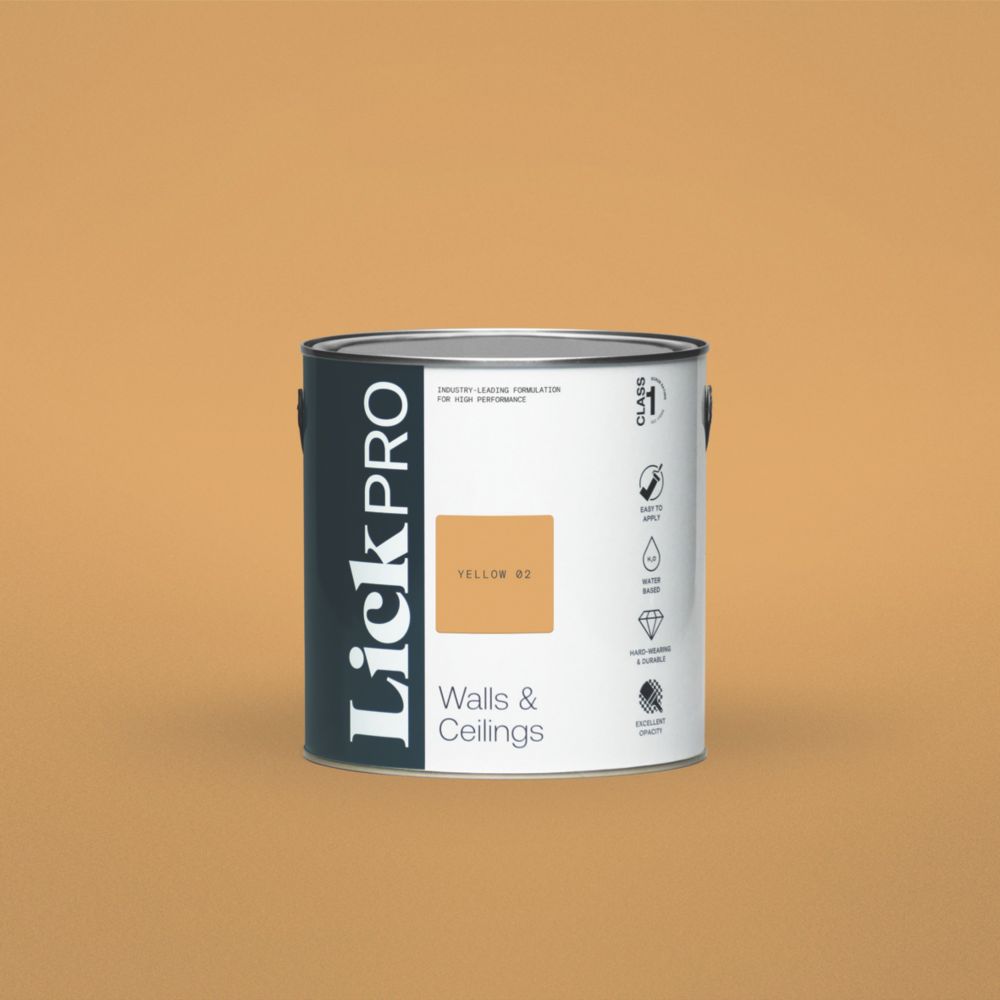 Image of LickPro Eggshell Yellow 02 Emulsion Paint 2.5Ltr 