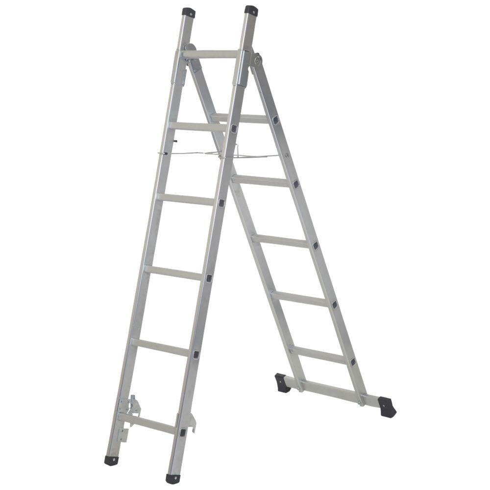 Image of Werner 2-Section 3-Way Aluminium Combination Ladder 2.42m 
