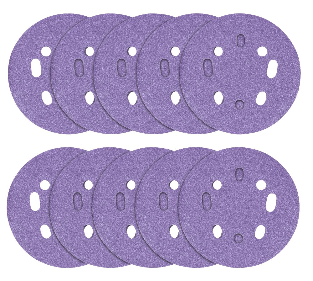 Image of Trend AB/125/180A Random Orbit Sanding Discs Punched 125mm 180 Grit 10 Pack 