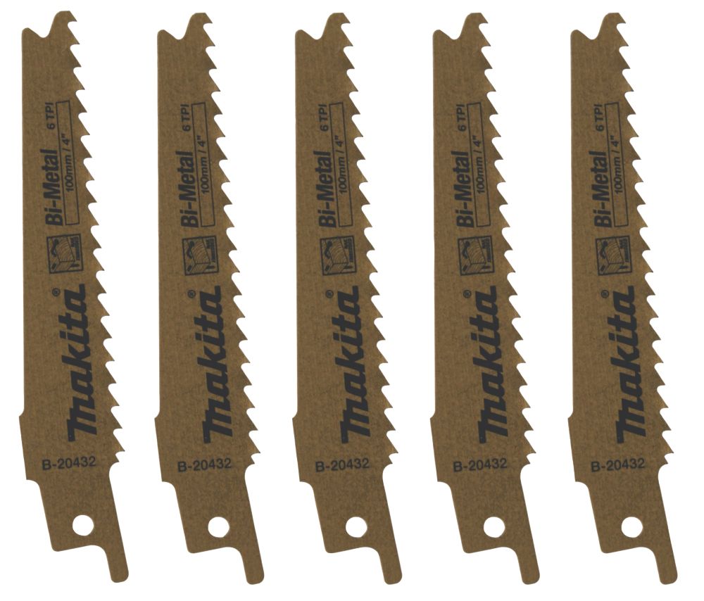 Image of Makita B-20432 Wood with Nails Reciprocating Saw Blades 100mm 5 Pack 