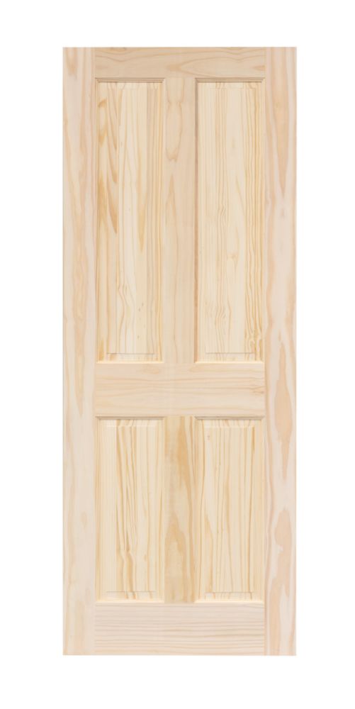 Image of Unfinished Pine Wooden 4-Panel Internal Victorian-Style Door 2040mm x 726mm 