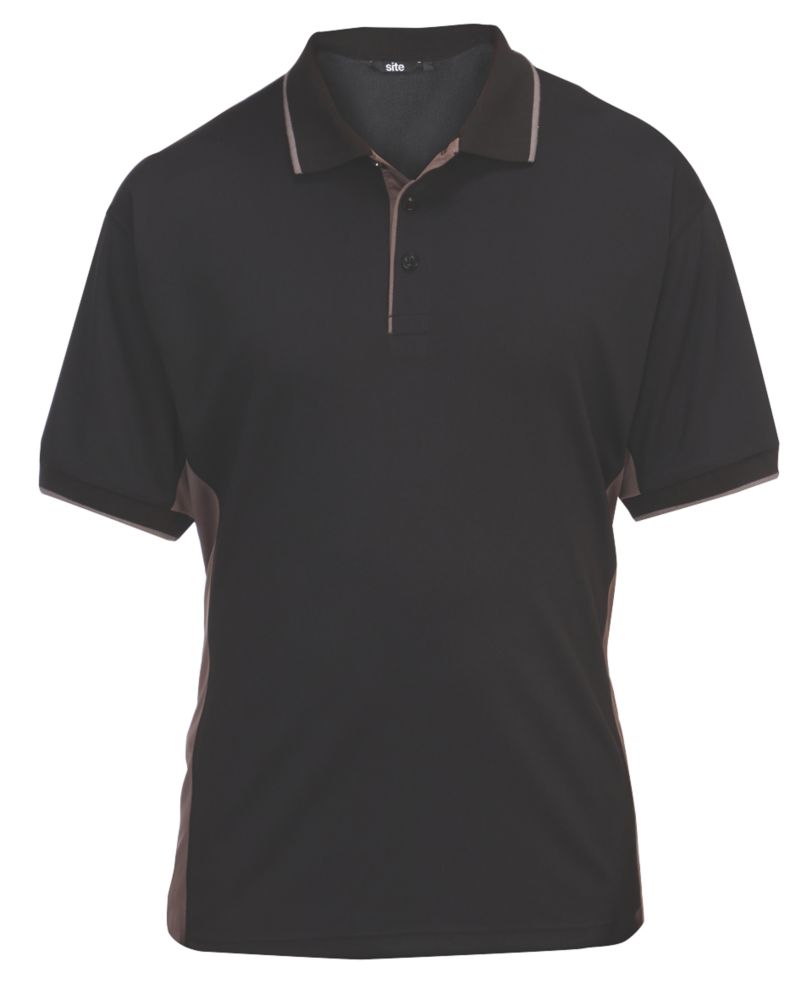 Image of Site Barchan Moisture Wicking Polo Shirt Black Large 46 1/2" Chest 