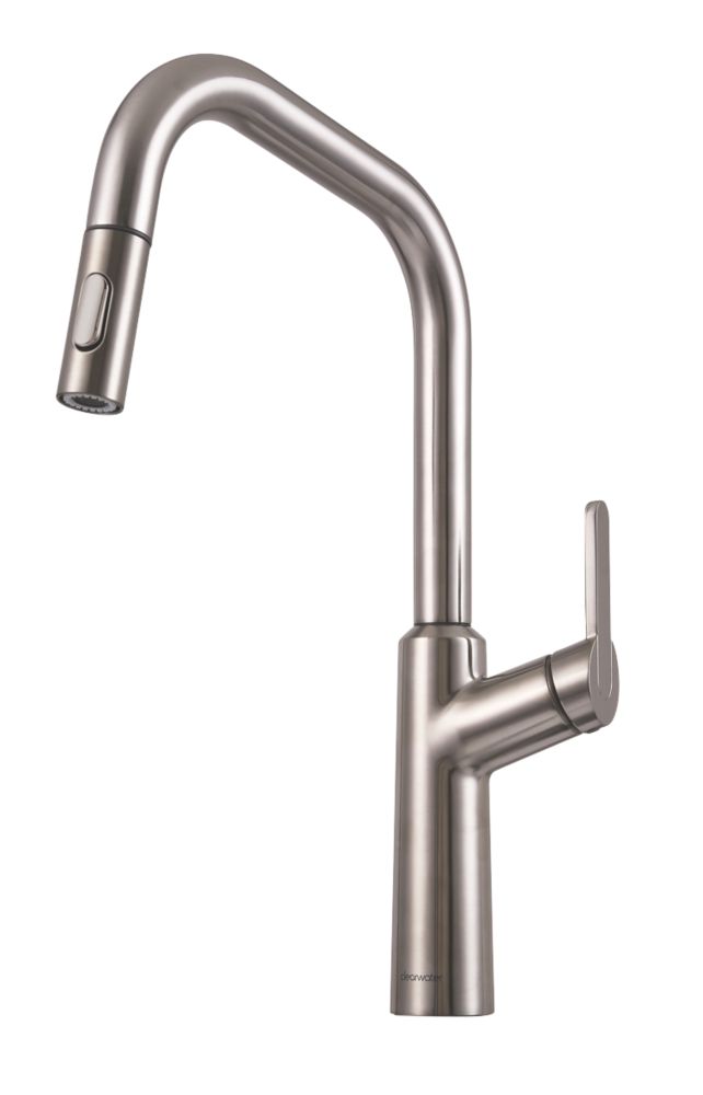 Image of Clearwater Santor SAN20BN Single Lever Tap with Twin Spray Pull-Out Brushed Nickel PVD 