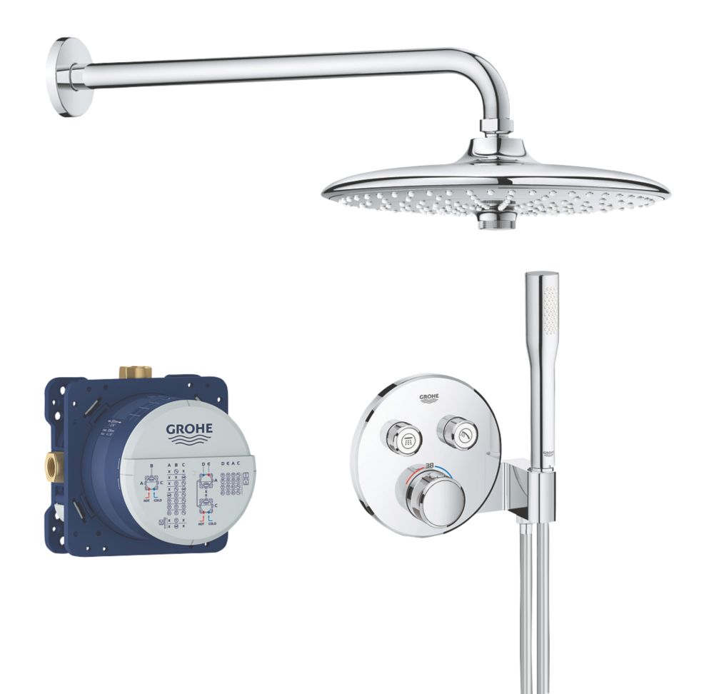 Image of Grohe Grohtherm SmartControl Perfect Rear-Fed Concealed Chrome Thermostatic Shower Set 