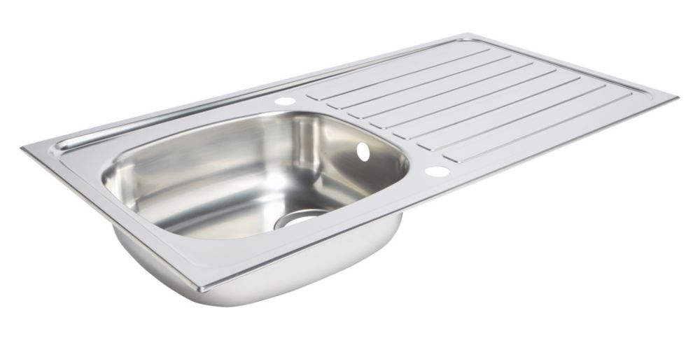 Image of 1 Bowl Stainless Steel Kitchen Sink & Drainer 940mm x 490mm 