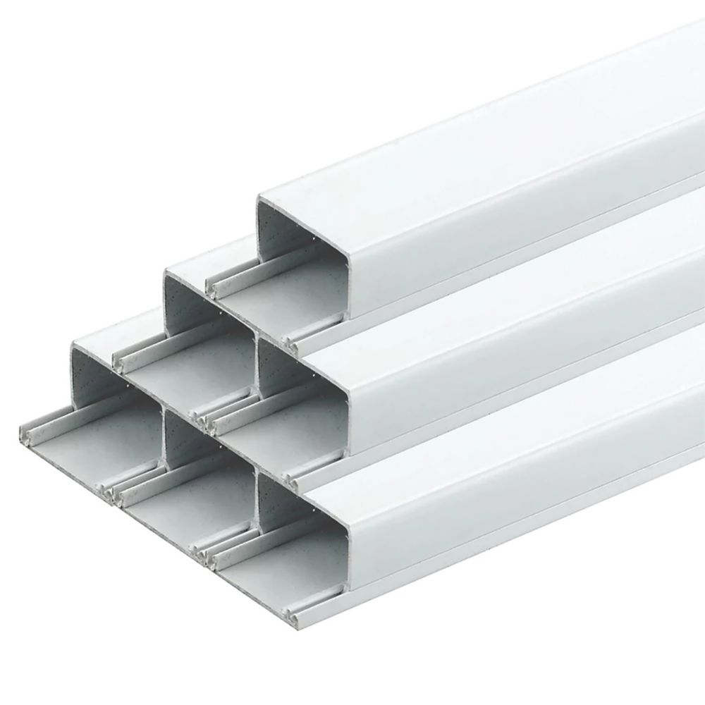 Image of Deta TTE uPVC White Mini Trunking 38mm x 25mm x 2m 4 Pack 