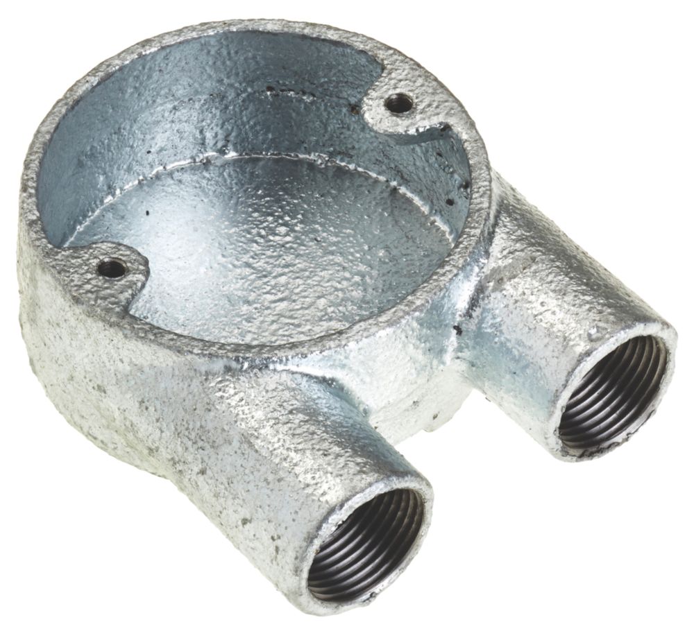 Image of Deta 2 Way 20mm U Conduit Box Galvanised 