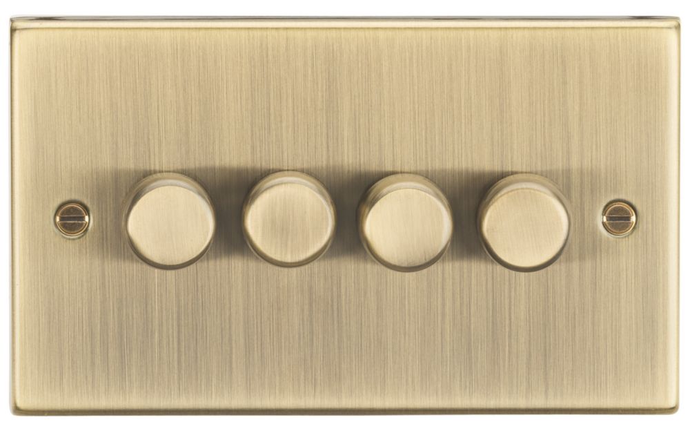 Image of Knightsbridge 4-Gang 2-Way LED Dimmer Switch Antique Brass 