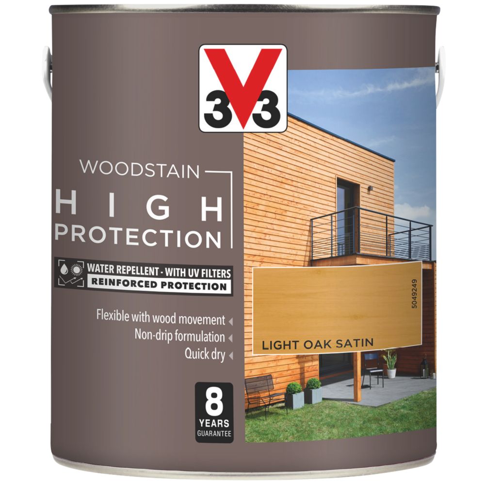 Image of V33 High-Protection Exterior Woodstain Satin Light Oak 2.5Ltr 