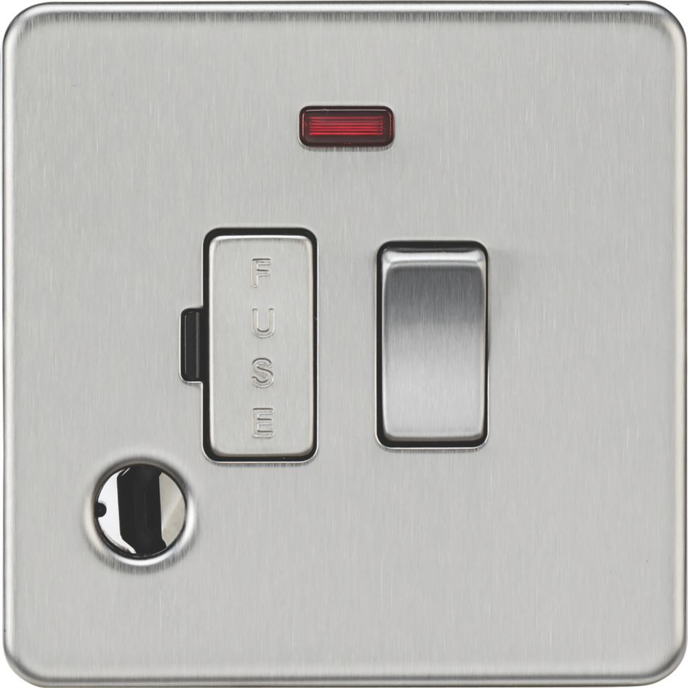 Image of Knightsbridge 13A Switched Fused Spur & Flex Outlet with LED Brushed Chrome 