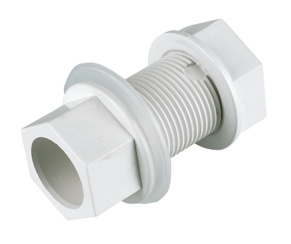Image of FloPlast Straight Tank Connectors White 21.5mm 5 Pack 