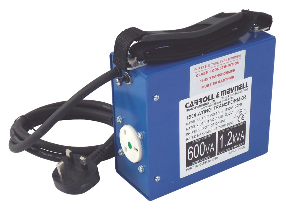Image of Carroll & Meynell 1200VA Intermittent Step-Down Isolation Transformer 230V/230V Blue 