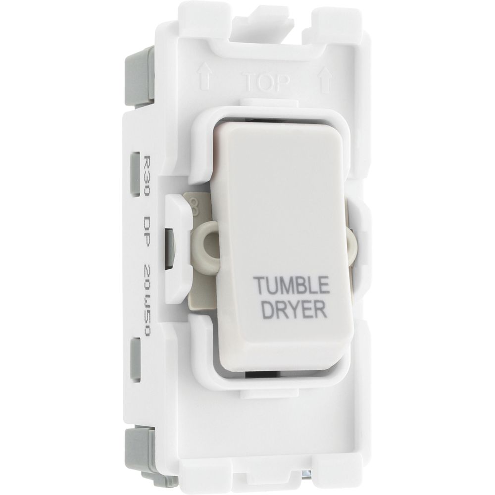 Image of British General Nexus Grid 20A Grid DP Tumble Dryer Switch White 
