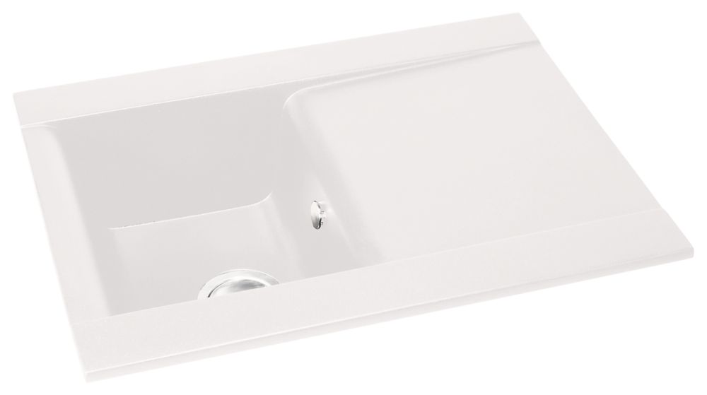 Image of Abode Aspekt 1 Bowl Granite Composite Kitchen Sink White Reversible 716mm x 500mm 