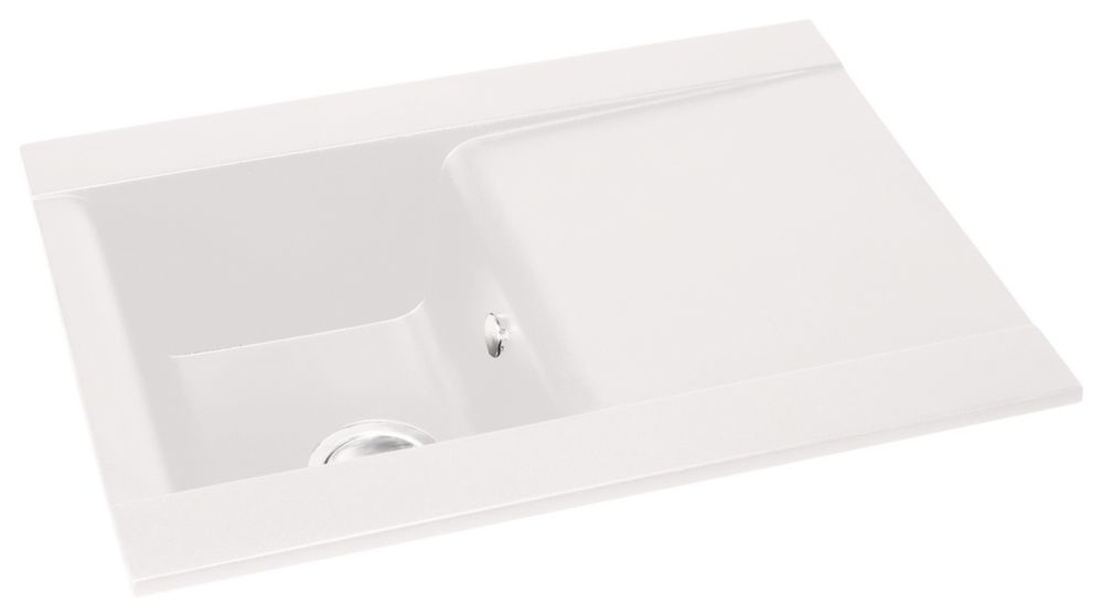 Image of Abode Aspekt 1 Bowl Granite Composite Kitchen Sink White Reversible 716mm x 500mm 