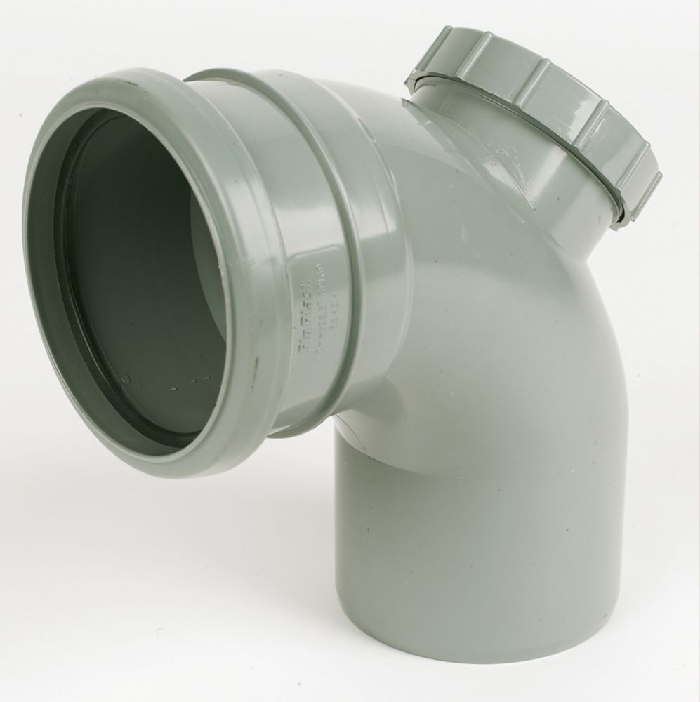 Image of FloPlast Push-Fit -Boss 92.5Â° Single Socket Access Bend Grey 110mm 
