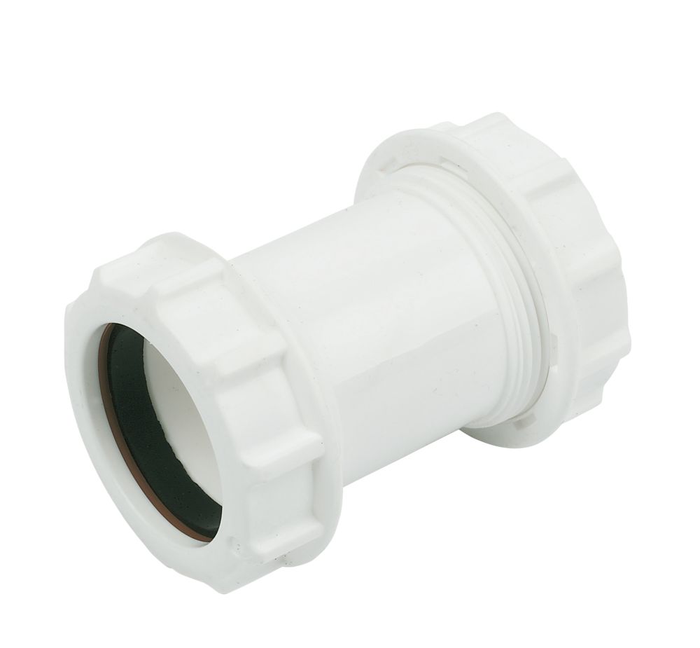 Image of FloPlast WC08 Universal Compression Waste Straight Coupler White 40mm x 40mm 