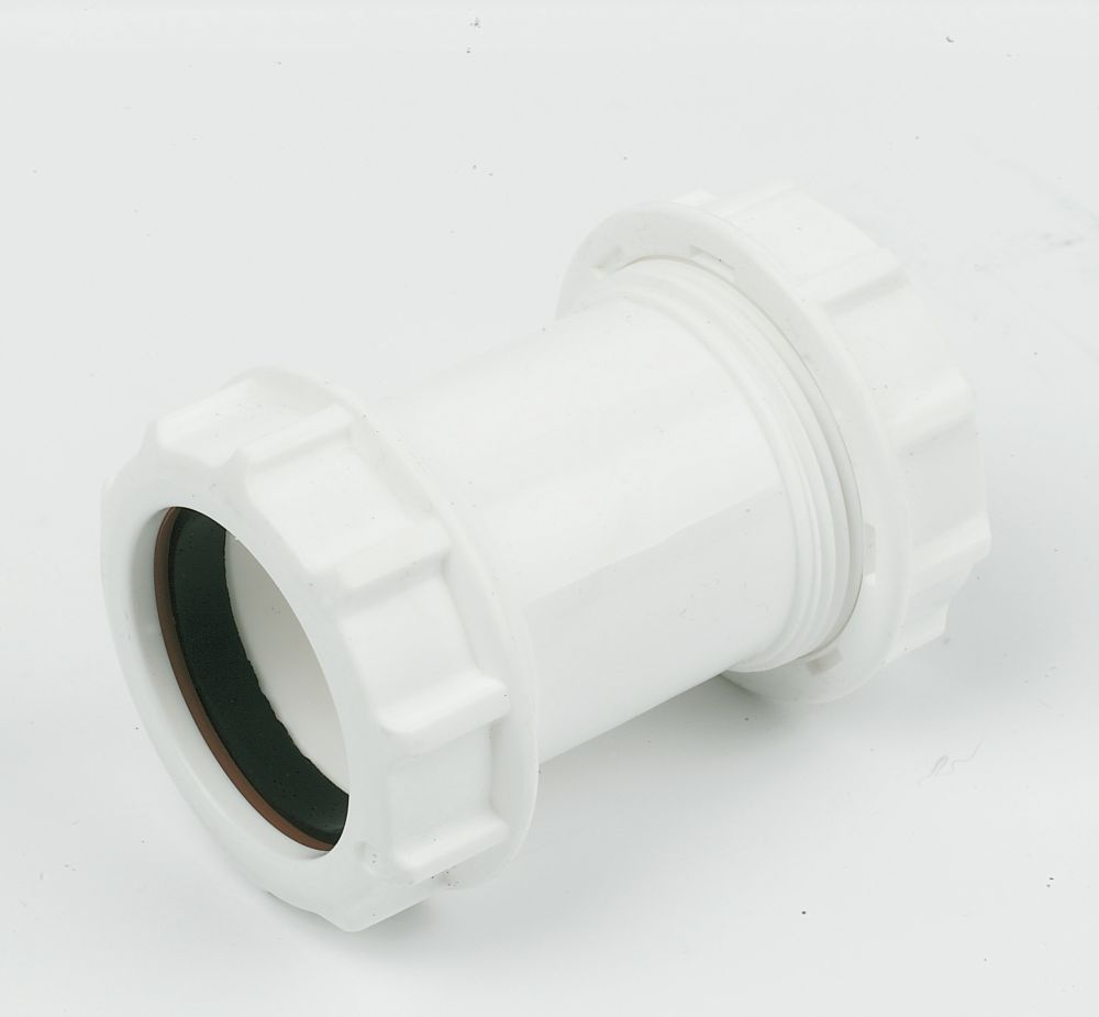 Image of FloPlast WC08 Universal Compression Waste Straight Coupler White 40mm x 40mm 