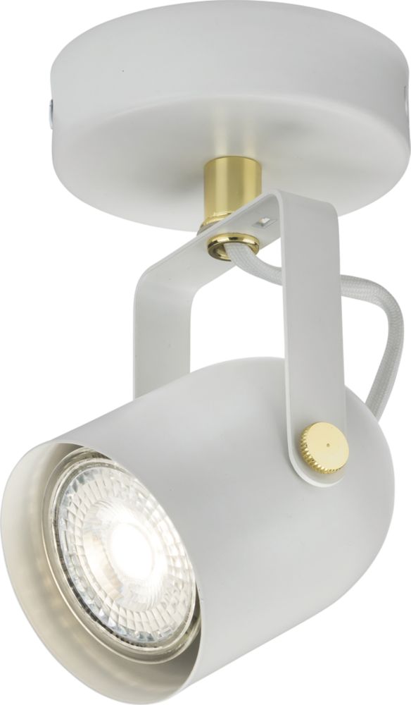 Image of Knightsbridge Round 1-Light Single GU10 Wall & Ceiling Spotlight Matt White 